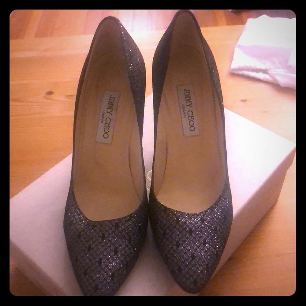 Sparkly Jimmy Choo Black Silver Pumps